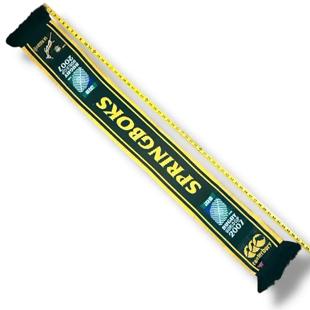Retro Sprongoboks South Africa Rugby Scarf 2007 Rugby World Cup Green Knit